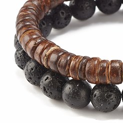 2Pcs 2 Style Natural Coconut & Gemstone Stretch Bracelets Set&nbsp;BJEW-JB07938