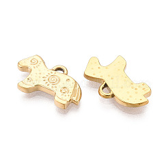 304ステンレスペンダント  馬  イオンプレーティング（ip）  18KGP本金メッキ  10.5x19x2mm  穴：1.6mm&nbsp;STAS-T068-35G