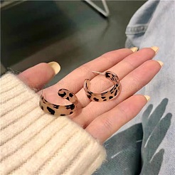 C-Shaped with Leopard Print 925 Sterling Silver Acrylic Stud Earrings&nbsp;FS-WG2B12E-01