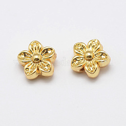 長持ちメッキ合金ビーズ  18KGP本金メッキ  花  9x5mm  穴：0.5mm&nbsp;X-PALLOY-F192-04G
