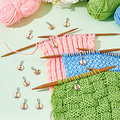 12Pcs 12 Style Flower with Number Pendant Locking Stitch Markers&nbsp;HJEW-AB00641