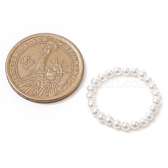 女性用ラウンドシェルパールビーズストレッチリング  ホワイト  3mm  内径：19mm&nbsp;RJEW-JR00761