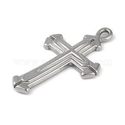 変色しない304ステンレススチールペンダント  クロスチャーム  ステンレス鋼色  44.5x26x4mm  穴：2mm&nbsp;STAS-Q328-01P-07