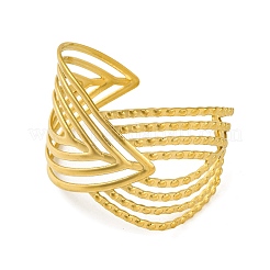 Ion Plating(IP) 304 Stainless Steel Chevron Cuff Bangles for Women&nbsp;BJEW-G729-02G