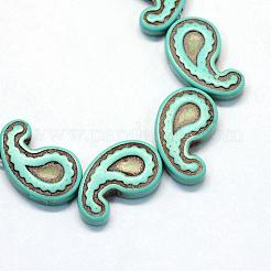 合成ターコイズビーズ連売り  オタマジャクシ  染め  ターコイズ  21x12.5x4mm  穴：1.5mm  約22個/連  15.7'&nbsp;TURQ-S282-38A