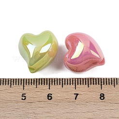 UVメッキアクリルビーズ  虹色の  ハート  ミックスカラー  17x15x3.5mm  穴：2.5mm&nbsp;MACR-C036-07