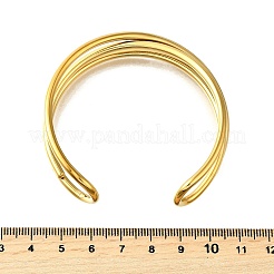 女性用304ステンレススチールカフバングル  18KGP本金メッキ  3/4インチ（1.85cm）  内径：2-1/4x2-1/8インチ（5.6x5.4cm）&nbsp;BJEW-M103-01A-G