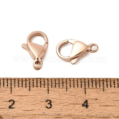 イオンプレーティング（IP）304ステンレススチールカニカン  オウムトリガークラスプ  ローズゴールド  12x7.5x3.5mm  穴：1.4mm&nbsp;STAS-AB12-RG