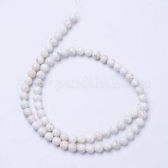 天然マグネサイトビーズ連売り  染め  ラウンド  フローラルホワイト  6mm  穴：1mm  約68個/連  15.7インチ&nbsp;X-G-P286-10-6mm