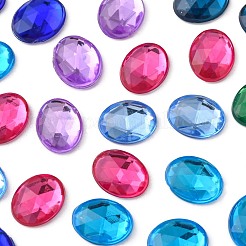 模造台湾アクリルラインストーンカボション  多面カット  フラットバックオーバル  ミックスカラー  10x8x3mm  約2000個/袋&nbsp;GACR-A008-8x10mm-M