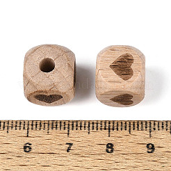 Engraved Beech Wood Beads&nbsp;WOOD-N022-06B