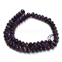 天然石アメジストビーズ連売り  ロンデル  多面カット  9.5~10x6.5~7.5mm  穴：1mm  約54~57個/連  15.24~15.43''（38.7~39.2センチメートル）&nbsp;G-C280-A07-02