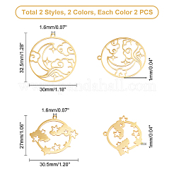 8Pcs 4 Style Ion Plating(IP) 201 Stainless Steel Pendants&nbsp;STAS-UN0033-32