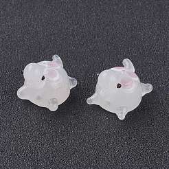 手作りランプワークビーズ  カメ  ホワイトスモーク  18.5~20x14.5~17.5x16.5mm  穴：1.8mm&nbsp;LAMP-D015-03B