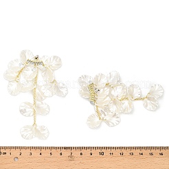 合金ガラスクリスタルラインストーンフラワーダングルスタッドピアス  アクリルの花びらのタッセルイヤリング付き  ライトゴールド  91.5x35mm&nbsp;EJEW-G439-01G