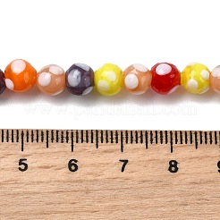 手作りランプワークビーズ  水玉模様のラウンド  カラフル  6~6.5x5~6mm  穴：1.2~1.6mm  約49~50個/連  9.84''~10.23