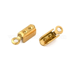 イオンプレーティング（IP）304ステンレス鋼折りたたみ式圧着コードエンド  18KGP本金メッキ  10x3.5x1.4mm  穴：2.5mm&nbsp;FIND-Q118-01G-02