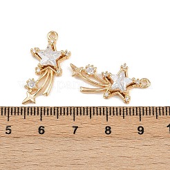 真鍮製マイクロパヴェキュービックジルコニアペンダント  スター  18KGP本金メッキ  25x13.5x4.5mm  穴：1.4mm&nbsp;KK-C115-15G-01