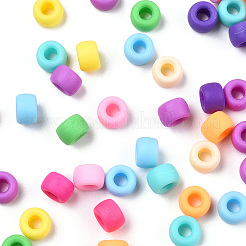不透明なプラスチックビーズ  艶消し  バレル  ミックスカラー  9x6mm  穴：3.8mm&nbsp;X-KY-T025-01-C