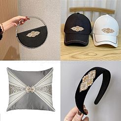 3個2スタイルのホットフィックスラインストーン  パッチにアイロン  ドレスシューズ衣服装飾  プラスチックパールビーズ付き  花  クリスタル  3個/箱&nbsp;DIY-FG0002-56