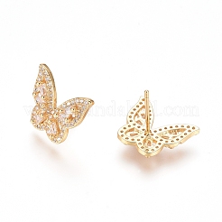 Brass Micro Pave Clear Cubic Zirconia Stud Earrings&nbsp;EJEW-L224-44G
