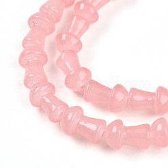 プリントガラスビーズ焼付塗装ガラスビーズ連売り  キノコ  ピンク  11.5~12x7.5~8mm  穴：0.8mm  約65~67個/連  30.31~31.10インチ（77~79cm）&nbsp;DGLA-N007-01C
