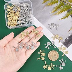 40個2色304ステンレスペンダント  テクスチャの梅の花の枝  ゴールデン·ステンレス鋼色  29x28x1.5mm  穴：1.4mm  20個/カラー&nbsp;STAS-UN0035-32