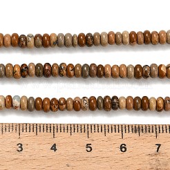 天然石ピクチャージャスパービーズ連売り  ロンデル  4x1.5mm  穴：0.7mm  約155個/連  14.96''（38センチメートル）&nbsp;G-L635-A18-4x2mm