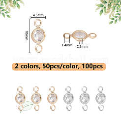 100Pcs 2 Colors Brass Pave Clear Cubic Zirconia Connector Charms&nbsp;FIND-UN0003-29