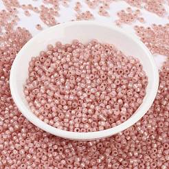 MIYUKIラウンドロカイユビーズ  日本製シードビーズ  8/0  （rr642)染色サーモンシルバーラインアラバスター  3mm  穴：1mm  約19000~20500個/ポンド&nbsp;SEED-G008-RR0642