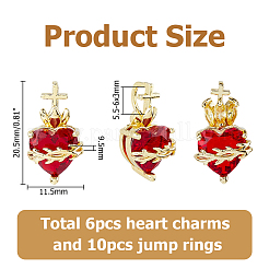 6Pcs 2 Styles Brass Glass Pendants&nbsp;KK-HS0002-01G