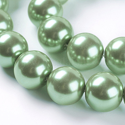 環境に優しい染色ガラスパールラウンドビーズ連売り  コットンコードねじ切り  春の緑  14mm  穴：0.7~1.1mm  約30個/連  15インチ&nbsp;HY-A002-14mm-RB008N