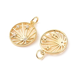 Brass Micro Pave Clear Cubic Zirconia Pendants&nbsp;ZIRC-P094-09G-RS