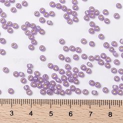 MIYUKIラウンドロカイユビーズ  日本製シードビーズ  8/0  （rr574)染色ライラックシルバーラインアラバスター  3mm  穴：1mm  約19000~20500個/ポンド&nbsp;SEED-G008-RR0574