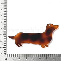 印刷されたアクリルパーツ  ダックスフント犬チャーム  サドルブラウン  38.5x75x5mm  穴：2mm&nbsp;FIND-C088-04B