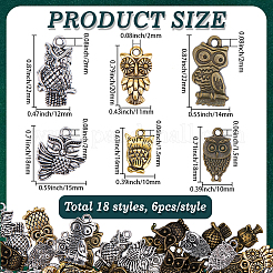 108Pcs 18 Styles Tibetan Style Alloy Pendants&nbsp;UNKW-SC0003-39