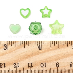 200個5スタイルの透明アクリルビーズ  混合図形  芝生の緑  7~10.5x8~11x4~9mm  穴：1.8~2mm  40個/スタイル&nbsp;TACR-FS0001-54B