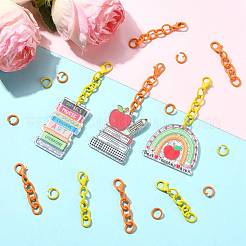 20Pcs 2 Colors Baking Paint Iron Curb Chain Extender & 20Pcs 2 Colors Baking Paint Alloy Open Jump Rings Findings Kits&nbsp;FIND-FS0005-29A