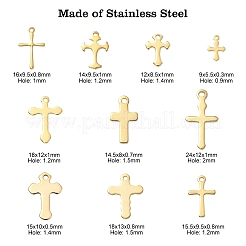 50Pcs 10 Styles 304 Stainless Steel Tiny Cross Charms&nbsp;STAS-CJ0002-25