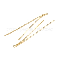 真鍮製ビッグサイズペンダントトップ  タッセルチャーム  18KGP本金メッキ  63x2x1mm  穴：1.8mm&nbsp;KK-H536-04G