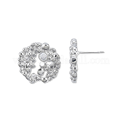 Clear Cubic Zirconia Flower Stud Earrings&nbsp;EJEW-N012-48P