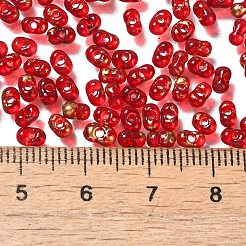 塗装ガラスシードビーズスプレー  ピーナッツ  レッド  4~5x2~2.5x2~2.5mm  穴：0.8~0.9mm  約8500個/ポンド&nbsp;SEED-F005-11A-04