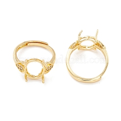 Brass Cubic Zirconia Adjustable Solitaire Ring Components&nbsp;KK-K266-08G