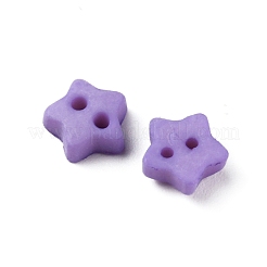 つや消しミニレジンボタン2つ穴  bjd 人形服アクセサリー  スター  紫色のメディア  6x6x2.5mm  穴：0.9mm  約100個/袋&nbsp;BUTT-WH0020-28K