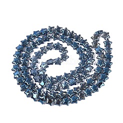 電気メッキ透明ガラスビーズ連売り  スター  マリンブルー  9~9.5x9.5~10x4~5mm  穴：0.6~0.8mm  約100個/連  33.46インチ（85cm）&nbsp;EGLA-N056-04A-A04
