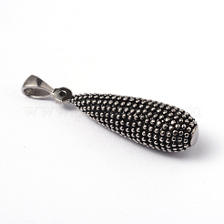 316サージカルステンレススチール製ビッグペンダント  ティアドロップ  アンティークシルバー  54x13mm  穴：7x4mm&nbsp;STAS-L184-040