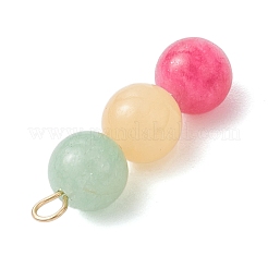 3Pcs 3 Styles Dyed Natural Malaysia Jade & Rose Quartz & Black Onyx(Dyed & Heated) & Labradorite Round Beaded Pendants&nbsp;PALLOY-JF04053-01