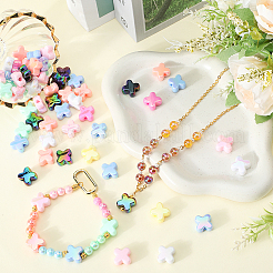60 個の UV メッキアクリルビーズ  虹色の  クロス  ミックスカラー  15x15x8mm  穴：4mm&nbsp;SACR-SP0001-18