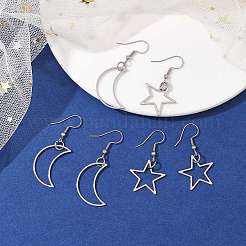 3 Pairs 3 Style Alloy Dangle Earrings Set&nbsp;EJEW-JE05552