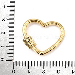 304ステンレススチールキーチェーン留め具  スクリューカラビナロックチャーム  イオンプレーティング（ip）  単語「love」付けのハート  ゴールドカラー  26x29.5x5.5mm  内径：18x23.5mm&nbsp;STAS-Z135-02G